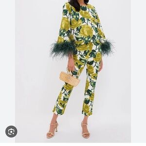 TUCKERNUCK Giverny Gardens Floral Print with Feather Trim and Pants